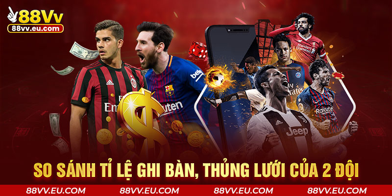 So sánh tỉ lệ ghi bàn, thủng lưới của 2 đội So sánh tỉ lệ ghi bàn, thủng lưới của 2 đội